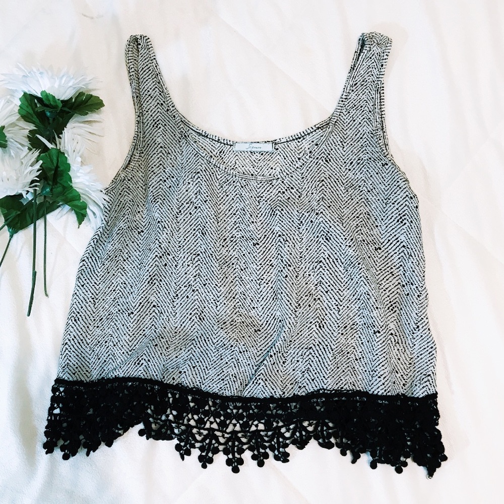White & Black Lace Tank Top